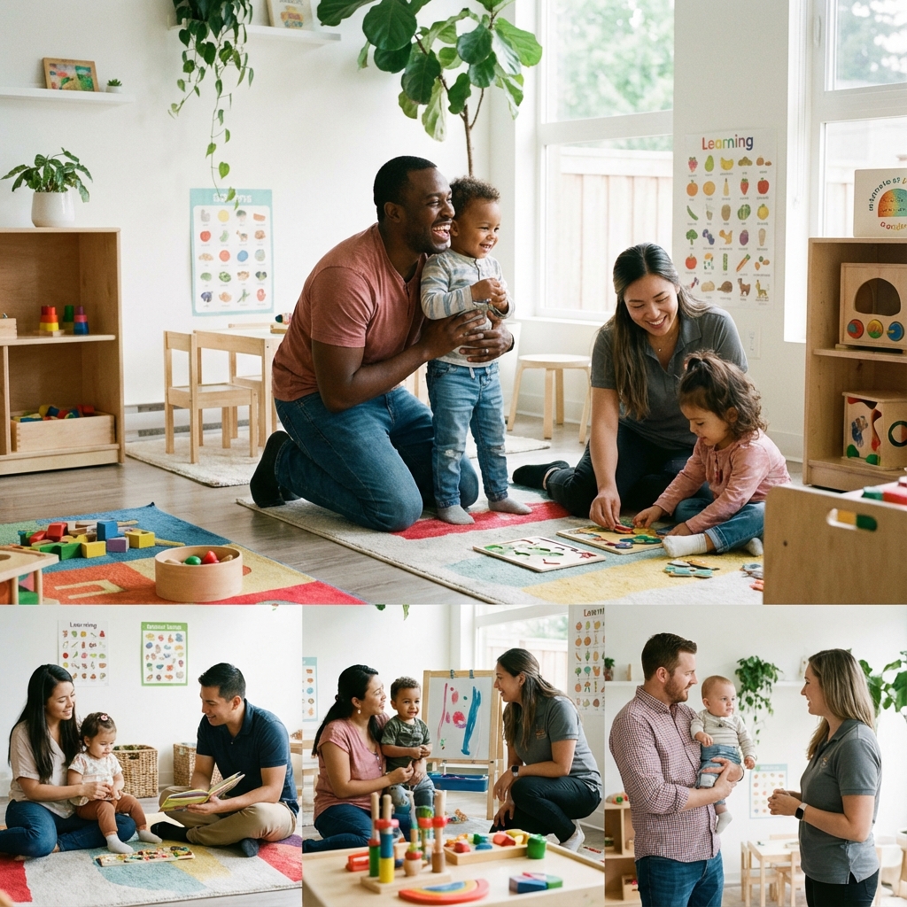 Happy families and caregivers